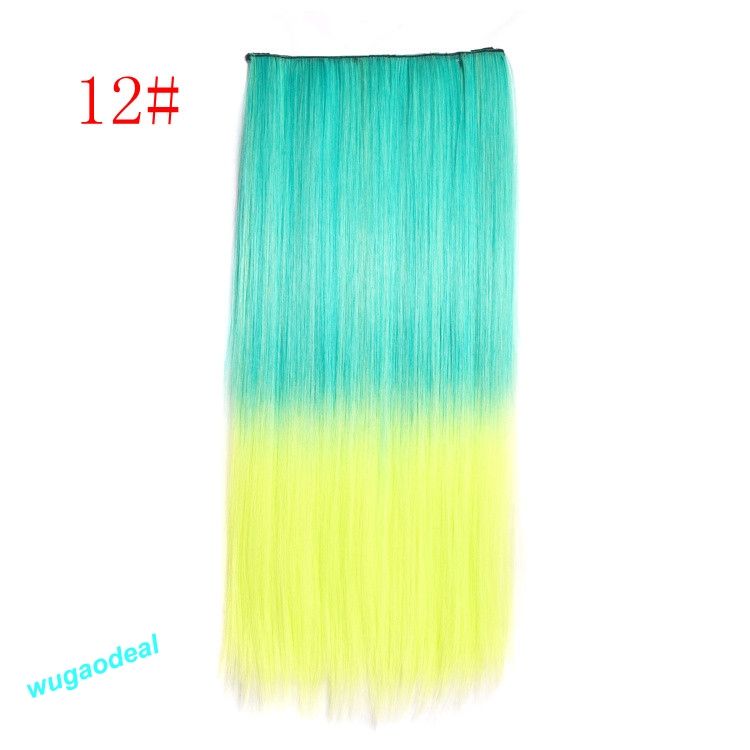 18"24" New Rainbow Fading Color Hair Extensions Curly Straight Clip 18 Colors eBay